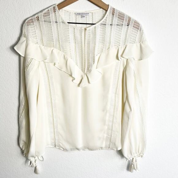 Rebecca Minkoff Sylvia Ivory Long Sleeve Women Blouse Large - Picture 3 of 7